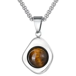 Tigereye sten og rustfri stål halskæde