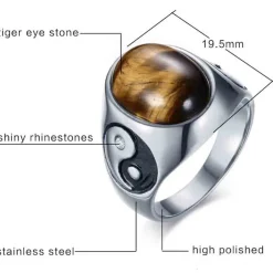 Tigereye Yen & Yang herrering i stål