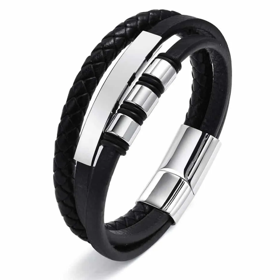 Tikki armbånd sort og blank stål