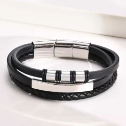 Tikki armbånd sort og blank stål