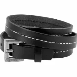 Triple stitz læderarmbånd sort