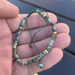 Turkis naturperle armbånd til mænd – justerbar