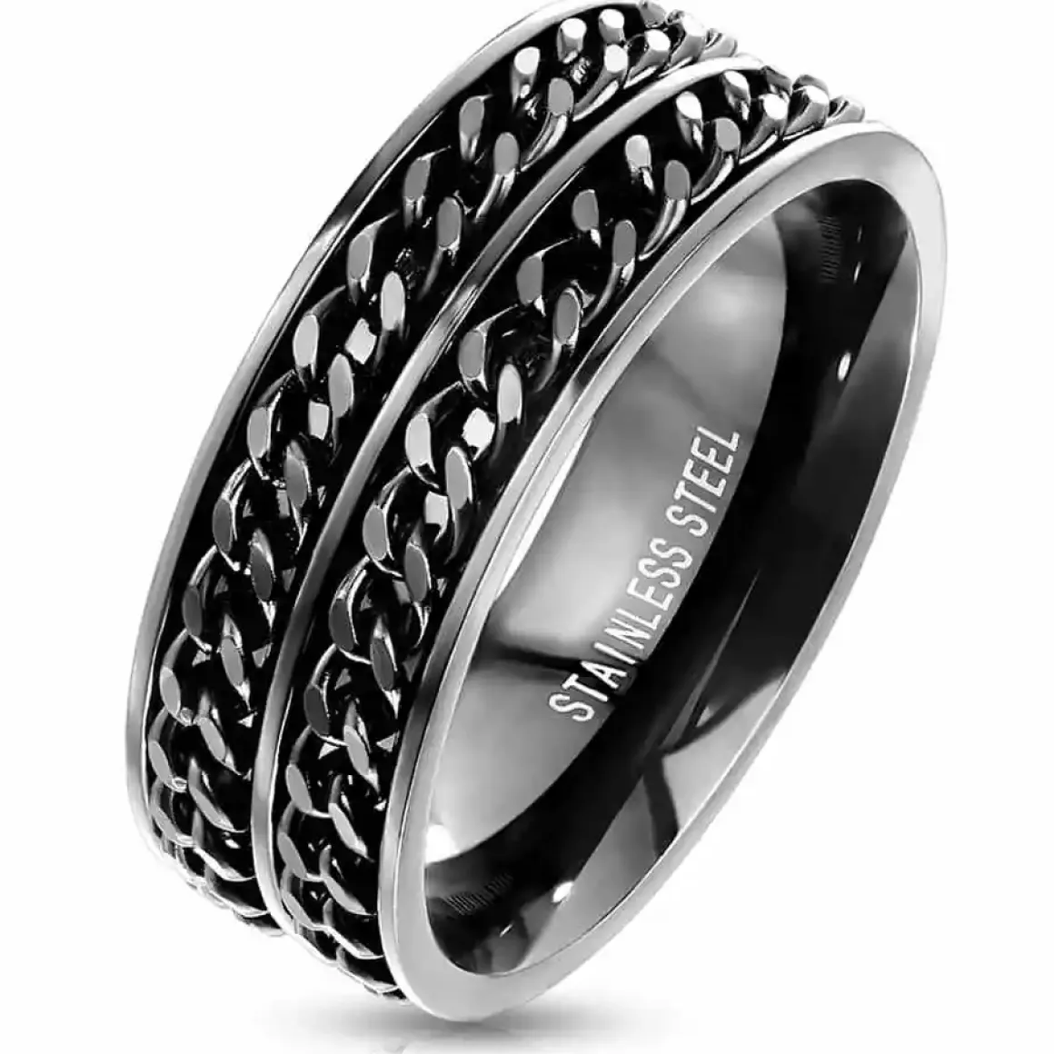 Two chains herrering i blackcoatet stål