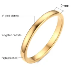 Tynd forgyldt tungstenring