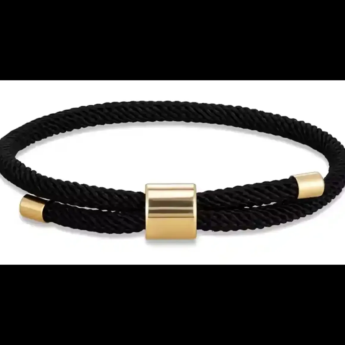 Urban Rope Black – Sort herrearmbånd med forgyldt stål