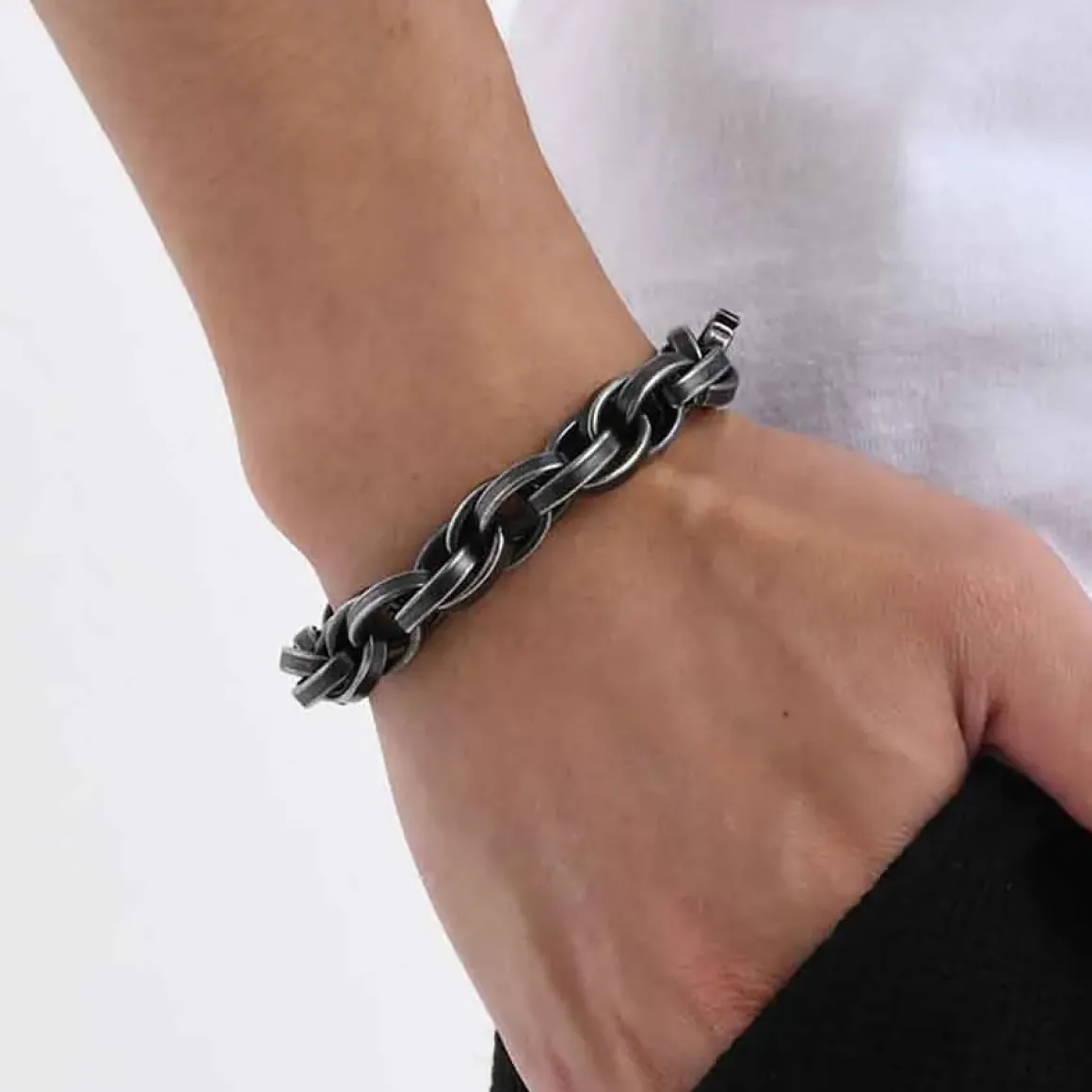 Vintage oxyderet stålarmbånd 19cm