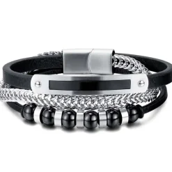 Volcani armbånd i læder og stål.