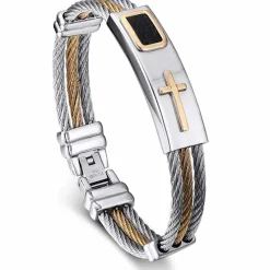 Wire/steel armbånd med kors.