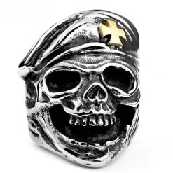 X skullring i mørk rustfri stål