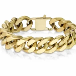 XL Mat golden square armbånd i ædelstål / 1,6 cm