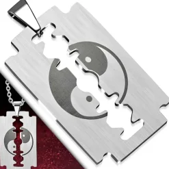 Yin og yang halssmykke i stål.